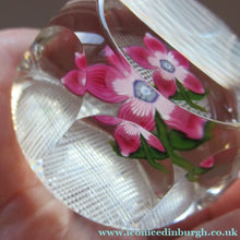 Load image into Gallery viewer, 1970s Pertshire Paperweight Stuart Drysdale Lampwork Paperwith Pink Flower BOXED
