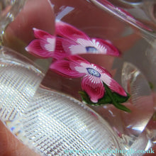 Load image into Gallery viewer, 1970s Pertshire Paperweight Stuart Drysdale Lampwork Paperwith Pink Flower BOXED
