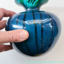 Load image into Gallery viewer, Early 1970s Signed Mdina Glass Vase (Ming Pattern). Unusual colours &amp; nice squat shape with flared trumpet neck
