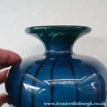Load image into Gallery viewer, Early 1970s Signed Mdina Glass Vase (Ming Pattern). Unusual colours &amp; nice squat shape with flared trumpet neck
