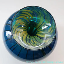 Load image into Gallery viewer, Early 1970s Signed Mdina Glass Vase (Ming Pattern). Unusual colours &amp; nice squat shape with flared trumpet neck

