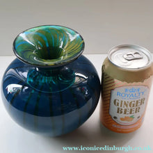 Load image into Gallery viewer, Early 1970s Signed Mdina Glass Vase (Ming Pattern). Unusual colours &amp; nice squat shape with flared trumpet neck
