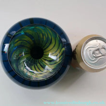 Load image into Gallery viewer, Early 1970s Signed Mdina Glass Vase (Ming Pattern). Unusual colours &amp; nice squat shape with flared trumpet neck
