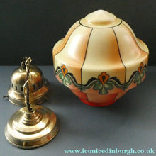 Load image into Gallery viewer, Early 20th Century Continental ART NOUVEAU / JUGENDSTIL Glass Hanging Light with Brass Fittings

