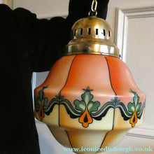 Load image into Gallery viewer, Early 20th Century Continental ART NOUVEAU / JUGENDSTIL Glass Hanging Light with Brass Fittings
