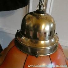 Load image into Gallery viewer, Early 20th Century Continental ART NOUVEAU / JUGENDSTIL Glass Hanging Light with Brass Fittings
