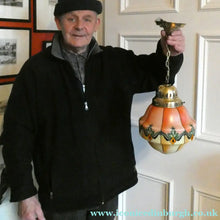 Load image into Gallery viewer, Early 20th Century Continental ART NOUVEAU / JUGENDSTIL Glass Hanging Light with Brass Fittings
