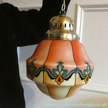 Load image into Gallery viewer, Early 20th Century Continental ART NOUVEAU / JUGENDSTIL Glass Hanging Light with Brass Fittings

