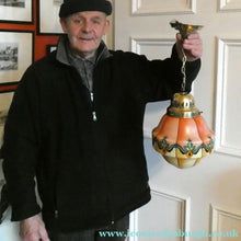 Load image into Gallery viewer, Early 20th Century Continental ART NOUVEAU / JUGENDSTIL Glass Hanging Light with Brass Fittings
