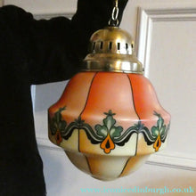 Load image into Gallery viewer, Early 20th Century Continental ART NOUVEAU / JUGENDSTIL Glass Hanging Light with Brass Fittings
