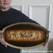 Load image into Gallery viewer, GERMAN Ackermann &amp; Fritze Porcelain Platter / Tray with Blue Beehive Mark on the Reverse. BACCHANALIAN PROCESSION
