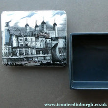 Load image into Gallery viewer, 1960s Portmeirion Black and White Ceramic Box. Tower of London
