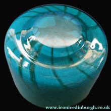 Load image into Gallery viewer, Early MDINA (Malta) Glass Ming Bowl with Green and Blue Stripes. Etched Signature on the Base

