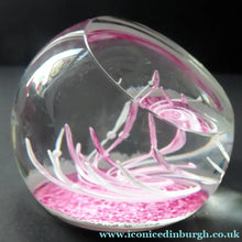 Load image into Gallery viewer, Early SELKIRK GLASS 1980s Scottish Paperweight. With etched inscription and date on the base &amp; original paper label.
