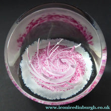 Load image into Gallery viewer, Early SELKIRK GLASS 1980s Scottish Paperweight. With etched inscription and date on the base &amp; original paper label.
