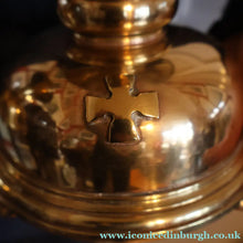 Load image into Gallery viewer, ECCLESIASTICAL ART. Unusual Pair of Vintage Handmade Solid Brass Half Dome Church Candlesticks
