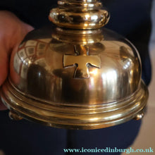 Load image into Gallery viewer, ECCLESIASTICAL ART. Unusual Pair of Vintage Handmade Solid Brass Half Dome Church Candlesticks
