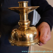 Load image into Gallery viewer, ECCLESIASTICAL ART. Unusual Pair of Vintage Handmade Solid Brass Half Dome Church Candlesticks
