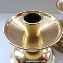 Load image into Gallery viewer, ECCLESIASTICAL ART. Unusual Pair of Vintage Handmade Solid Brass Half Dome Church Candlesticks
