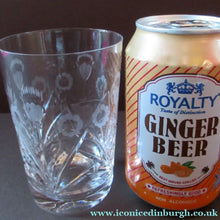 Load image into Gallery viewer, EDINBURGH CRYSTAL 1920s Tall Glasses or Tumblers. Each with stylish Older THISTLE and Flowers Pattern
