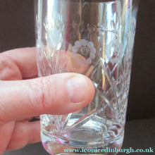 Load image into Gallery viewer, EDINBURGH CRYSTAL 1920s Tall Glasses or Tumblers. Each with stylish Older THISTLE and Flowers Pattern
