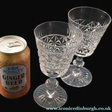 Load image into Gallery viewer, Vintage 1950s / 1960s Edinburgh Crystal White Wine Glasses. Rarer ROYAL SCOT Pattern. Set of Six.  5 7/8 inches

