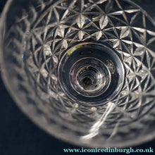 Load image into Gallery viewer, Vintage 1950s / 1960s Edinburgh Crystal White Wine Glasses. Rarer ROYAL SCOT Pattern. Set of Six.  5 7/8 inches
