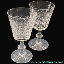 Load image into Gallery viewer, Vintage 1950s / 1960s Edinburgh Crystal White Wine Glasses. Rarer ROYAL SCOT Pattern. Set of Six.  5 7/8 inches
