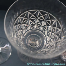 Load image into Gallery viewer, Vintage 1950s / 1960s Edinburgh Crystal White Wine Glasses. Rarer ROYAL SCOT Pattern. Set of Six.  5 7/8 inches

