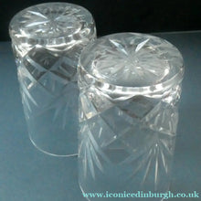 Load image into Gallery viewer, Pair of 1950s EDINBURGH CRYSTAL Tall OBAN Tumblers. Height 4 1/8 inches 
