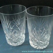 Load image into Gallery viewer, Pair of 1950s EDINBURGH CRYSTAL Tall OBAN Tumblers. Height 4 1/8 inches 
