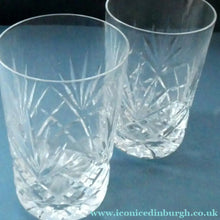 Load image into Gallery viewer, Pair of 1950s EDINBURGH CRYSTAL Tall OBAN Tumblers. Height 4 1/8 inches 
