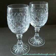 Load image into Gallery viewer, Vintage 1960s Edinburgh Crystal Tall White Wine Glasses. BRAEMAR Pattern
