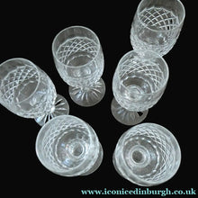Load image into Gallery viewer, Vintage 1960s Edinburgh Crystal Tall White Wine Glasses. BRAEMAR Pattern
