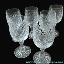 Load image into Gallery viewer, Vintage 1960s Edinburgh Crystal Tall White Wine Glasses. BRAEMAR Pattern
