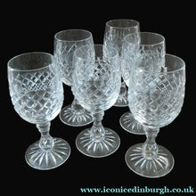 Load image into Gallery viewer, Vintage 1960s Edinburgh Crystal Tall White Wine Glasses. BRAEMAR Pattern

