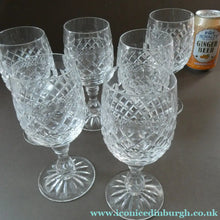 Load image into Gallery viewer, Vintage 1960s Edinburgh Crystal Tall White Wine Glasses. BRAEMAR Pattern
