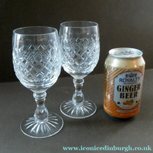 Load image into Gallery viewer, Vintage 1960s Edinburgh Crystal Tall White Wine Glasses. BRAEMAR Pattern
