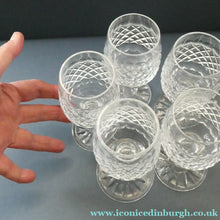 Load image into Gallery viewer, 1950s Edinburgh Crystal Tall Small Wine Glasses. BRAEMAR Pattern. 5 1/2 inches
