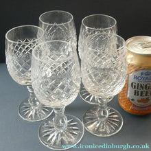 Load image into Gallery viewer, 1950s Edinburgh Crystal Tall Small Wine Glasses. BRAEMAR Pattern. 5 1/2 inches
