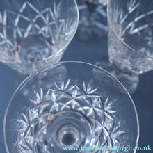 Load image into Gallery viewer, FOUR Vintage 1960s Edinburgh Small Wine or Sherry Glasses. STAR OF EDINBURGH Pattern. 5 1/4 inches
