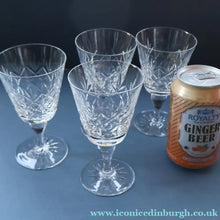 Load image into Gallery viewer, FOUR Vintage 1960s Edinburgh Small Wine or Sherry Glasses. STAR OF EDINBURGH Pattern. 5 1/4 inches
