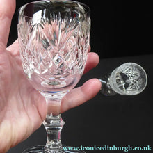 Load image into Gallery viewer, PAIR of Vintage 1980s EDINBURGH CRYSTAL White Wine Glasses. Iona Pattern. Height: 5 1/4 inches
