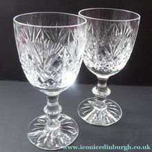 Load image into Gallery viewer, PAIR of Vintage 1980s EDINBURGH CRYSTAL White Wine Glasses. Iona Pattern. Height: 5 1/4 inches
