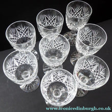 Load image into Gallery viewer, PAIR of Vintage 1980s EDINBURGH CRYSTAL White Wine Glasses. Iona Pattern. Height: 5 1/4 inches
