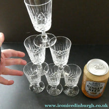 Load image into Gallery viewer, EDINBURGH CRYSTAL Appin Pattern Set of SIX Matching Sherry or Liqueur Glasses - VINTAGE CRYSTAL GLASSES

