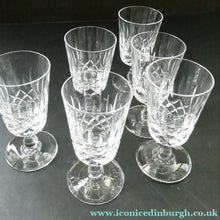 Load image into Gallery viewer, Vintage Edinburgh Crystal Set of Six Appin Pattern Sherry Glasses
