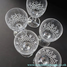 Load image into Gallery viewer, Edinburgh Crystal (EDI50 Pattern) Five Signed Small White Wine Glasses. Height 4 5/8 inches (Copy) - VINTAGE CRYSTAL
