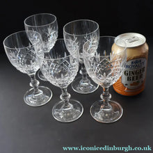 Load image into Gallery viewer, Edinburgh Crystal (EDI50 Pattern) Five Signed Small White Wine Glasses. Height 4 5/8 inches (Copy) - VINTAGE CRYSTAL
