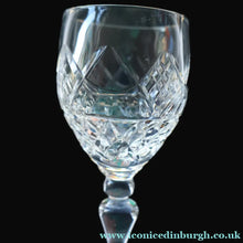 Load image into Gallery viewer, SET OF SIX EDINBURGH CRYSTAL (EDI8 Pattern) Small White Wine Glasses. SIGNED Height 4 5/8 inches
